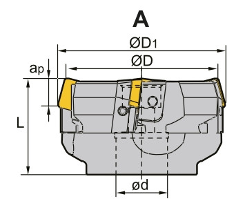 fr&eacute;za s VBD SPKN - drž&aacute;k, 80 mm, čeln&iacute; n&aacute;strčn&aacute; 4-břit&aacute;