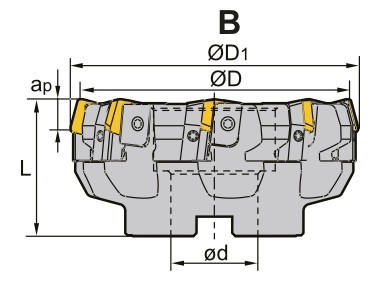 fr&eacute;za s VBD SPKN - drž&aacute;k, 100 mm, čeln&iacute; n&aacute;strčn&aacute; 6-břit&aacute;